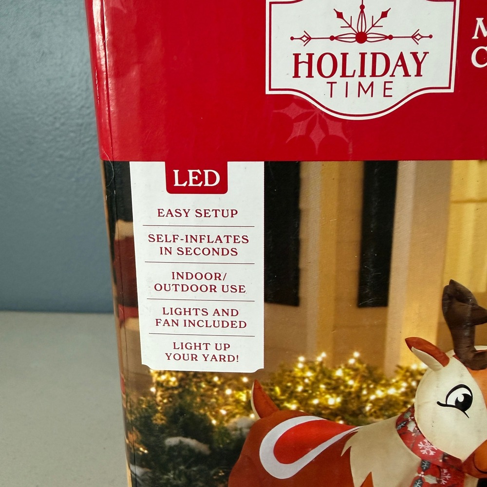 Holiday Time Mrs Claus Christmas Scene Inflatable LED 4ft Reindeer Elf 887128 - Picture 2 of 4
